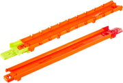 Hot Wheels toy car track set with starter pack, featuring colorful plastic tracks and a 1:64 scale car for creative racing fun.