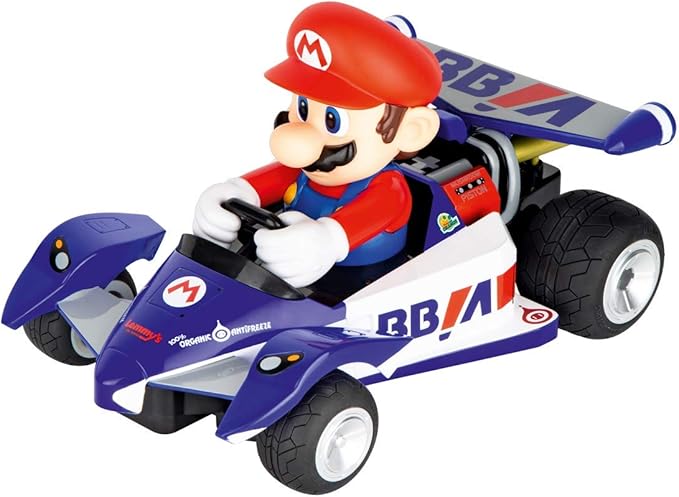 Carrera RC Mario Kart Circuit Special Mario toy car on track, featuring detailed Mario character from Carrera's remote control racing set.