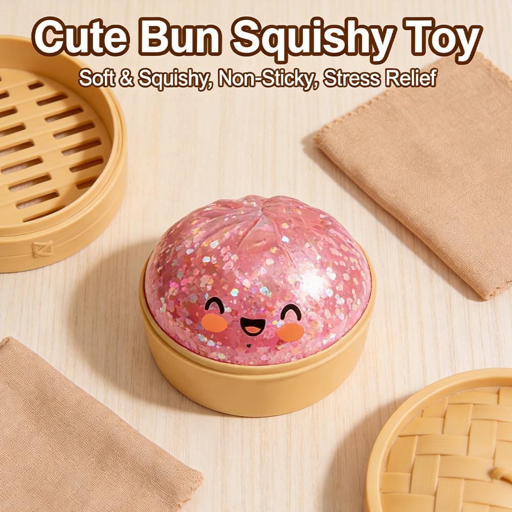 Colorful dumpling squishy toy in assorted shapes, soft and squeezable, from Generic's collection of fun toy squishies.