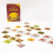 Two players engaged in the Playzokids CATAN UNBOX Now Rivals for Catan board game, suitable for ages 10 and up, with game pieces visible.
