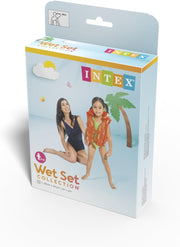 Red Intex swim vest for kids by Playzokids, featuring adjustable straps and a comfortable design for safe swimming.