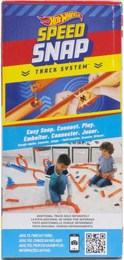 Hot Wheels toy car track set with triple loops and a 1:64 scale vehicle on a colorful track layout.