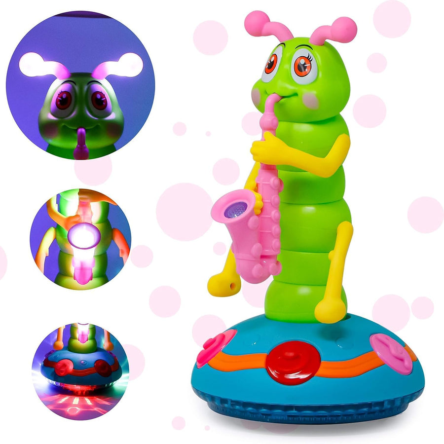 Colorful electric dancing caterpillar toy with segmented body and playful features, perfect for kids' entertainment.