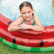 Playzokids Intex Watermelon Pool 1.68m x 38cm for ages 2+ with colorful watermelon design and inflatable sides.