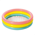 Playzokids Intex Sunset Glow Baby Pool with colorful inflatable sides and shallow water for young children.