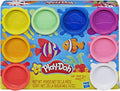 Colorful Play-Doh modeling compound starter kit with 8 rainbow colors by Hasbro, featuring assorted vibrant modeling clay packs.