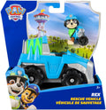 Spin Master PAW Patrol rescue vehicle with Rex toy figure, featuring colorful details and durable plastic construction for kids.