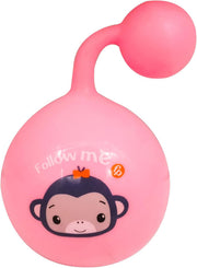 Fisher-Price baby rattle ball with bright colors and textured surface, designed for infants to grasp and shake for sensory play.