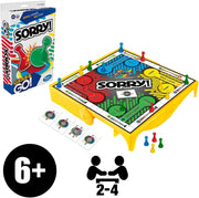 Hasbro Sorry! Grab and Go travel-sized board game with colorful game pieces and compact design for on-the-go fun.
