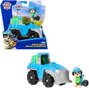 PAW Patrol rescue vehicle with Rex toy figure, Spin Master toy set featuring colorful rescue vehicle and Rex figure for kids.