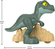 Jurassic World Tyrannosaurus Rex toy figure with realistic details and textured skin, showcasing a fierce stance and open jaws.