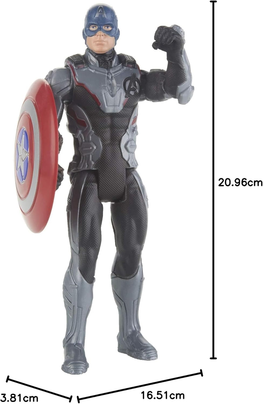 6-inch Captain America Marvel Endgame team suit action figure by Hasbro, featuring detailed costume and shield.