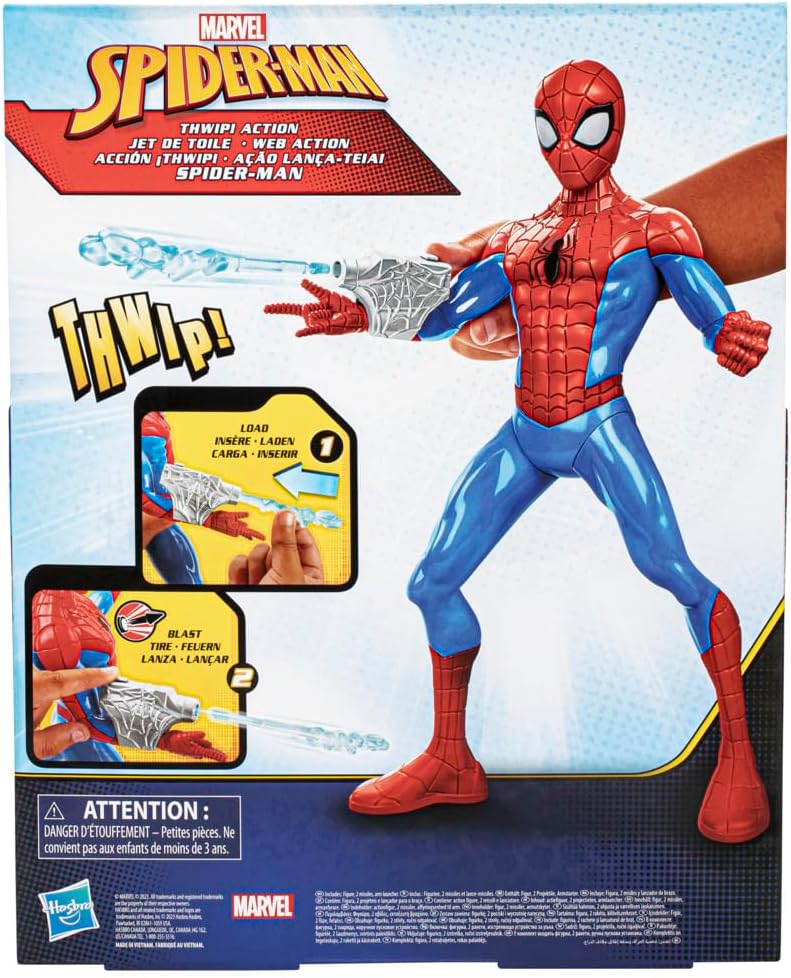 13-inch Marvel Spider-Man kids action figure by Hasbro, featuring Spider-Man in dynamic pose with detailed costume.