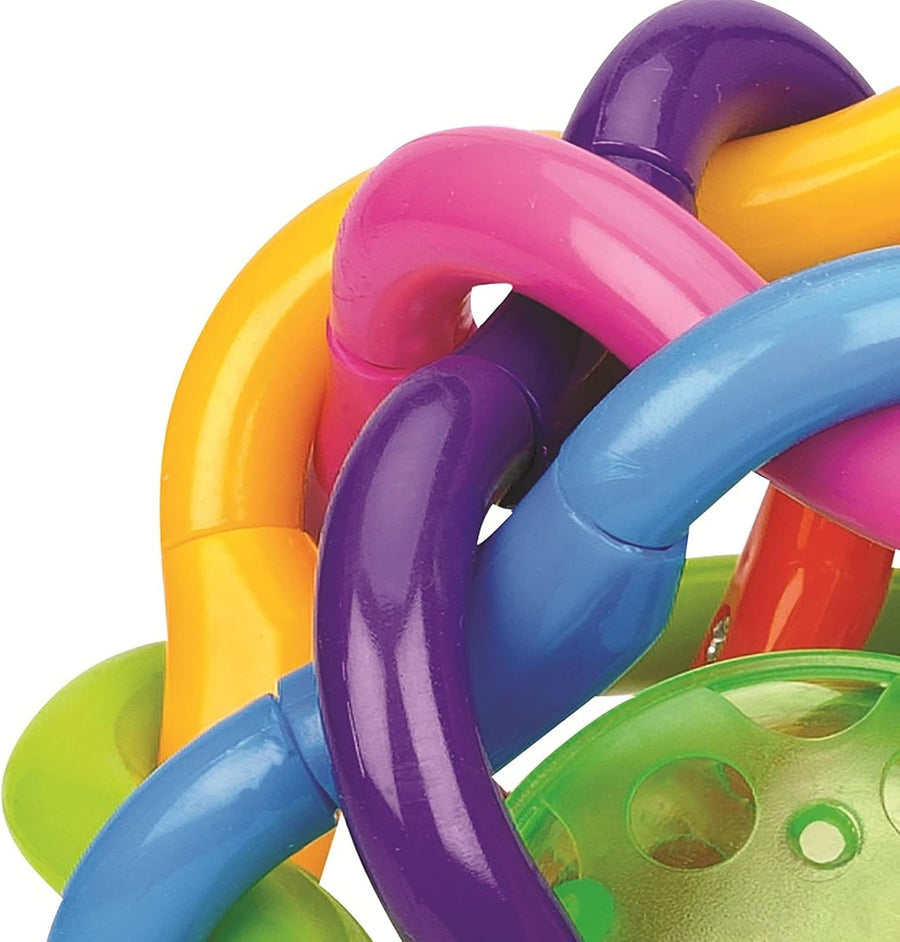 Colorful Tanny Kids Rainbow Ball for children, featuring bright rainbow stripes and soft, textured surface for play and sensory fun.