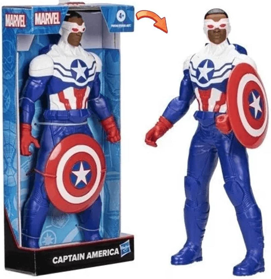 Marvel Captain America Mighty Hero Series action figure by Hasbro, featuring detailed costume and shield, in dynamic pose.
