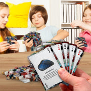 National Geographic rock and mineral card game set by Playzokids featuring colorful illustrated cards for educational fun.