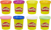 Play-Doh modeling compound starter kit with 8 rainbow-colored tubs of toy modeling clay by Hasbro, ideal for creative play.
