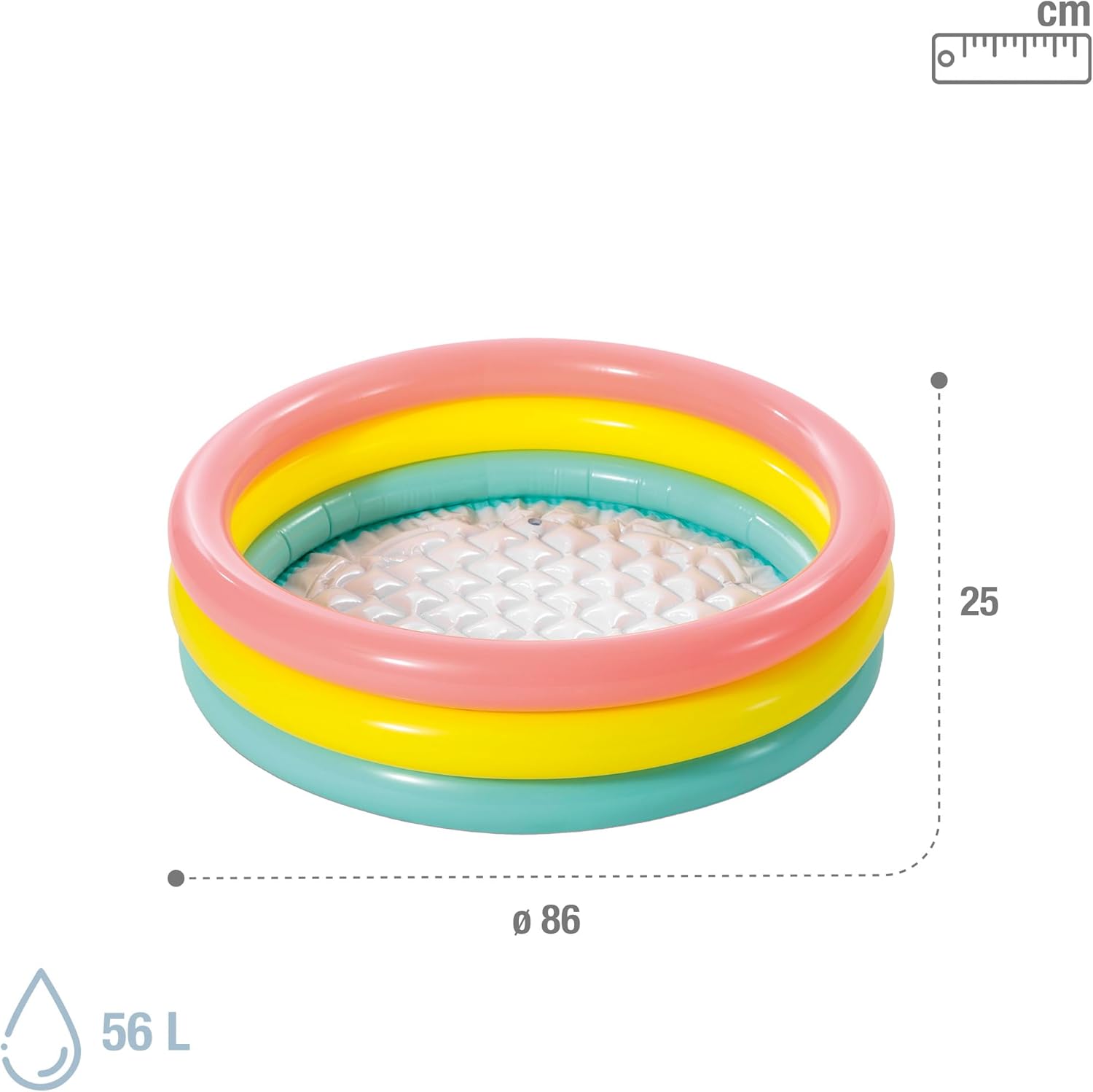 Playzokids Intex Sunset Glow Baby Pool with colorful sunset design, small inflatable pool perfect for young children.