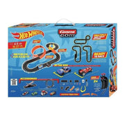 Carrera GO! Hot Wheels toy race car track set with colorful track pieces, designed for children and racing enthusiasts.