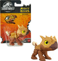 Jurassic World Mighty Biters Ankylosaurus toy dinosaur with detailed armored body and tail, realistic design for kids.