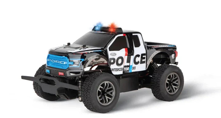 Carrera RC Ford F-150 Raptor Police toy car with 2.4 GHz remote control, detailed police vehicle replica for kids