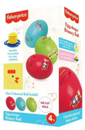 Fisher-Price Bouncy Egg with foot pump in bright yellow and blue, children’s inflatable bouncing toy for active play.