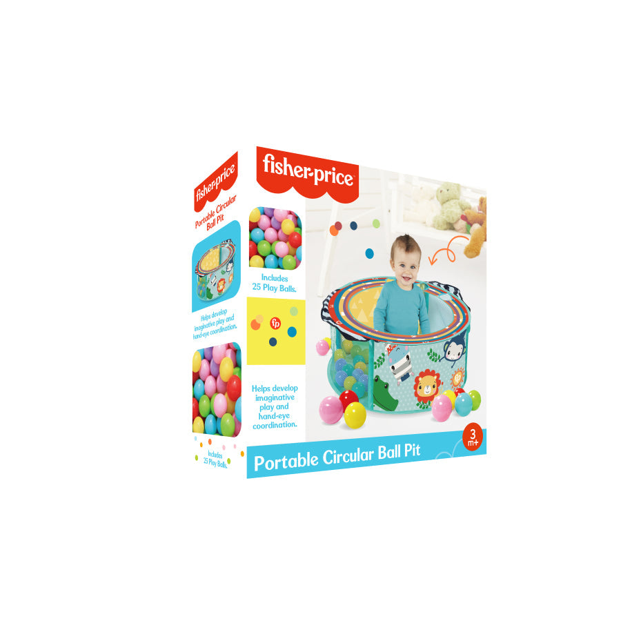 Colorful Fisher-Price circular ball pit balls in bright shades, perfect for children's play areas and indoor fun.