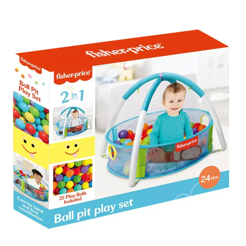 Fisher-Price baby ball pit with colorful plastic balls for infants and toddlers to play and explore safely.