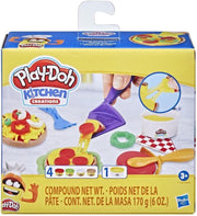 Play-Doh Kitchen Creations Cheesy Pizza playset for kids featuring colorful pretend pizza and toy kitchen accessories by Hasbro.