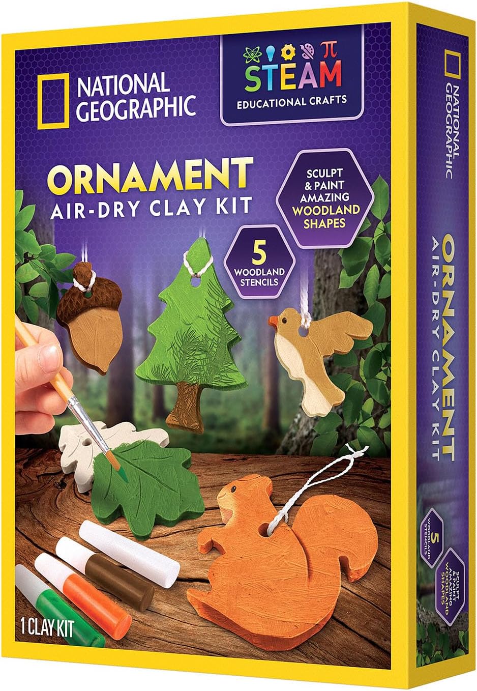 Playzokids National Geographic air-dry clay pottery craft kit with clay, tools, and pottery projects for kids.