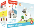 Fisher-Price Hopper Lama plush toy with colorful design and soft fabric, suitable for infants and young children.