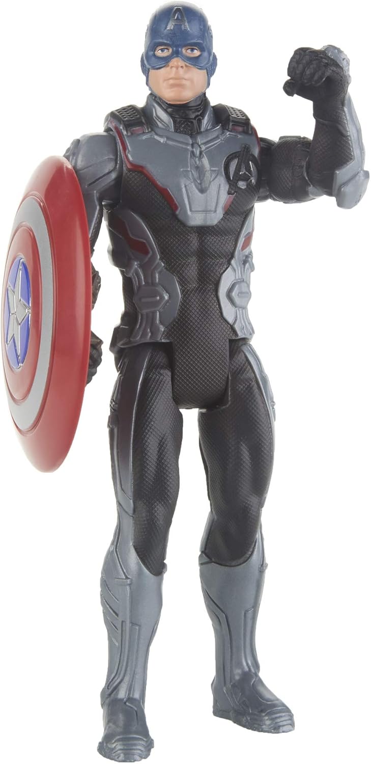 Marvel Avengers Endgame Captain America 6-inch action figure by Hasbro, detailed costume and shield, posed in dynamic stance.