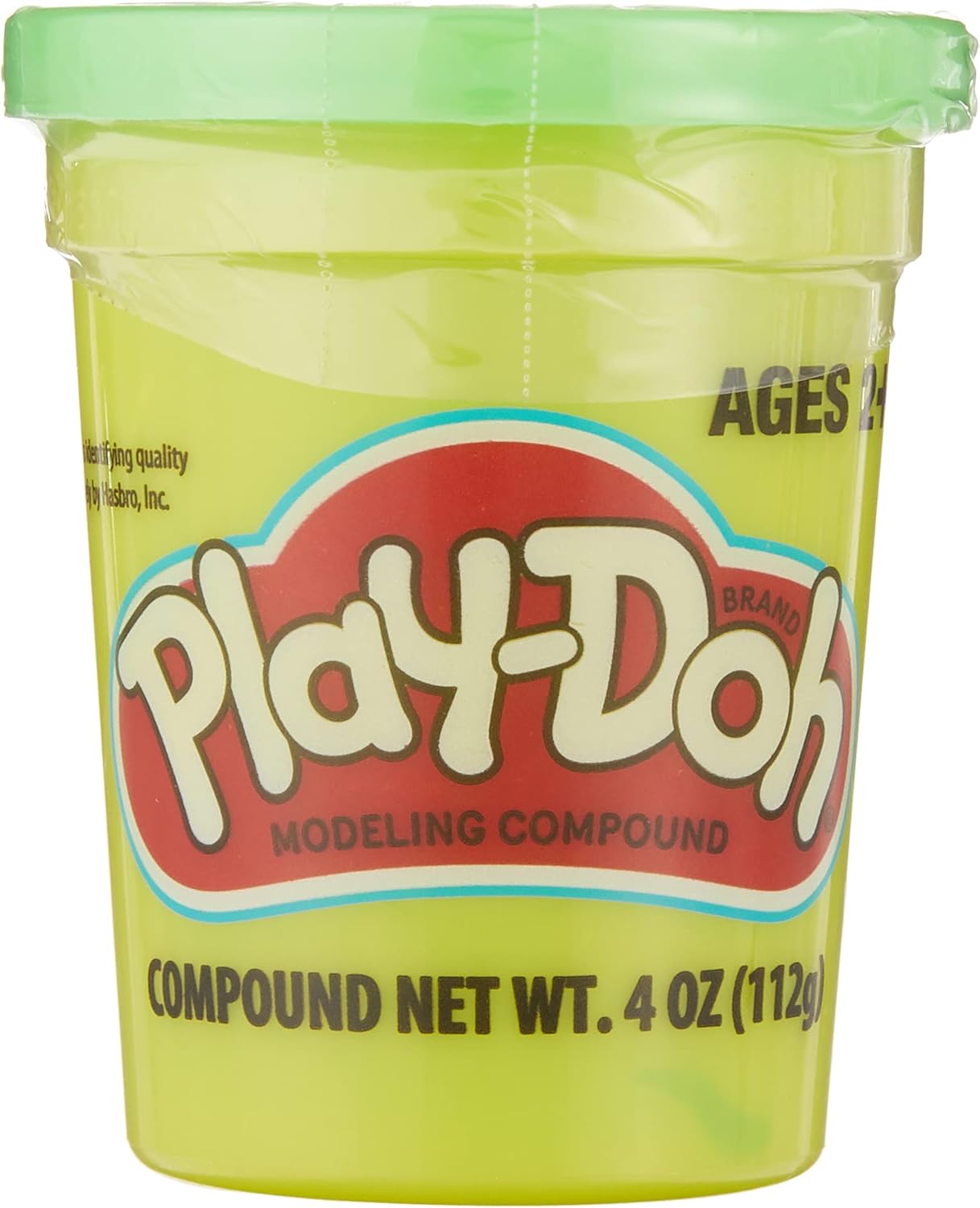 Neon green Play-Doh single can of 113g from Hasbro, soft modeling dough in a plastic can for creative play.