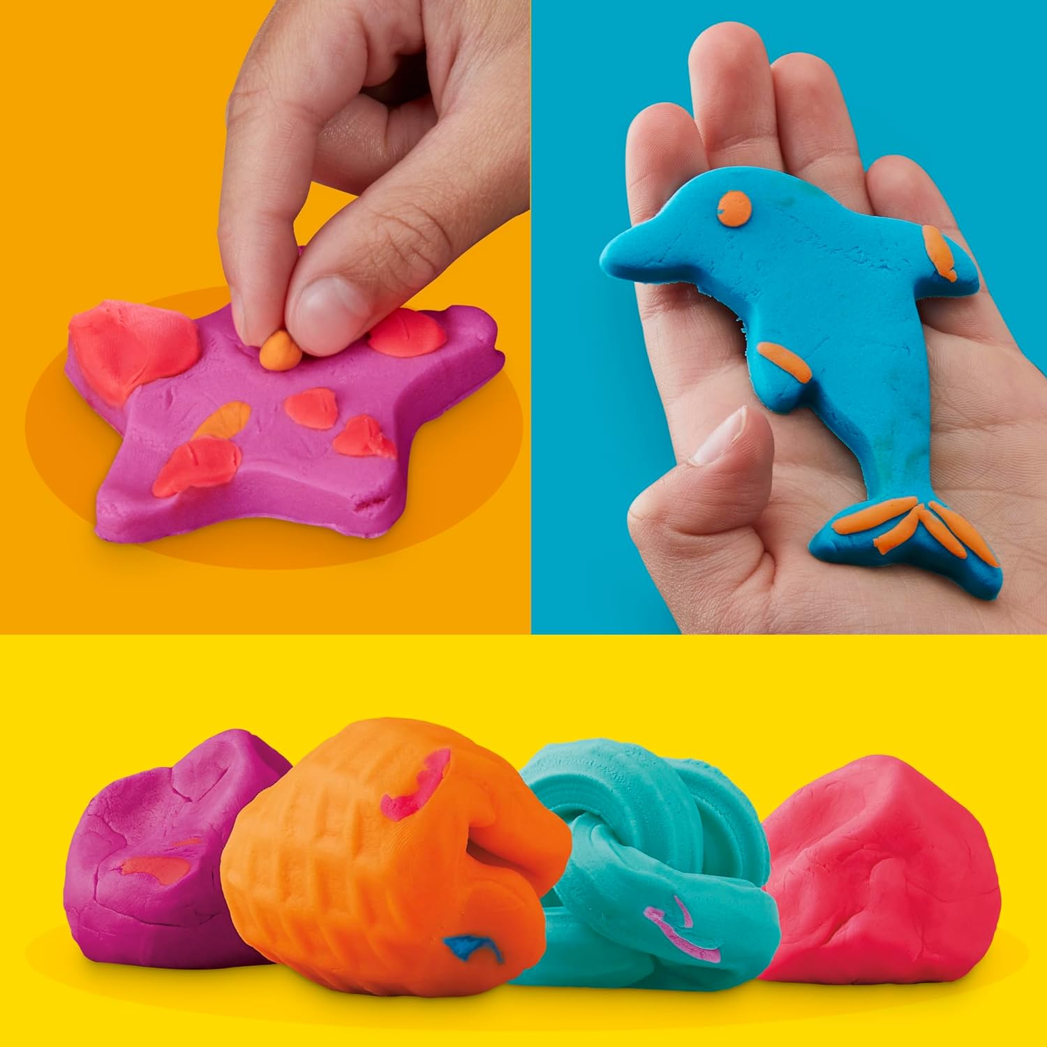 Set of 15 mini Play-Doh cans in a colorful party bag by Hasbro, perfect for kids' party favors and creative play.
