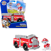 Paw Patrol Marshall fire truck toy with Marshall figure from Spin Master, featuring detailed rescue vehicle and character.