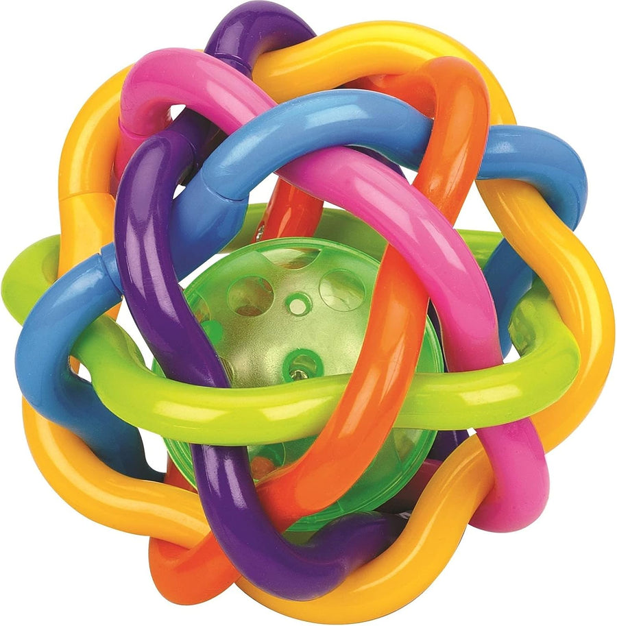 Colorful Tanny Toys Rainbow Ball for kids, featuring bright rainbow stripes and a soft, flexible design for playful fun.