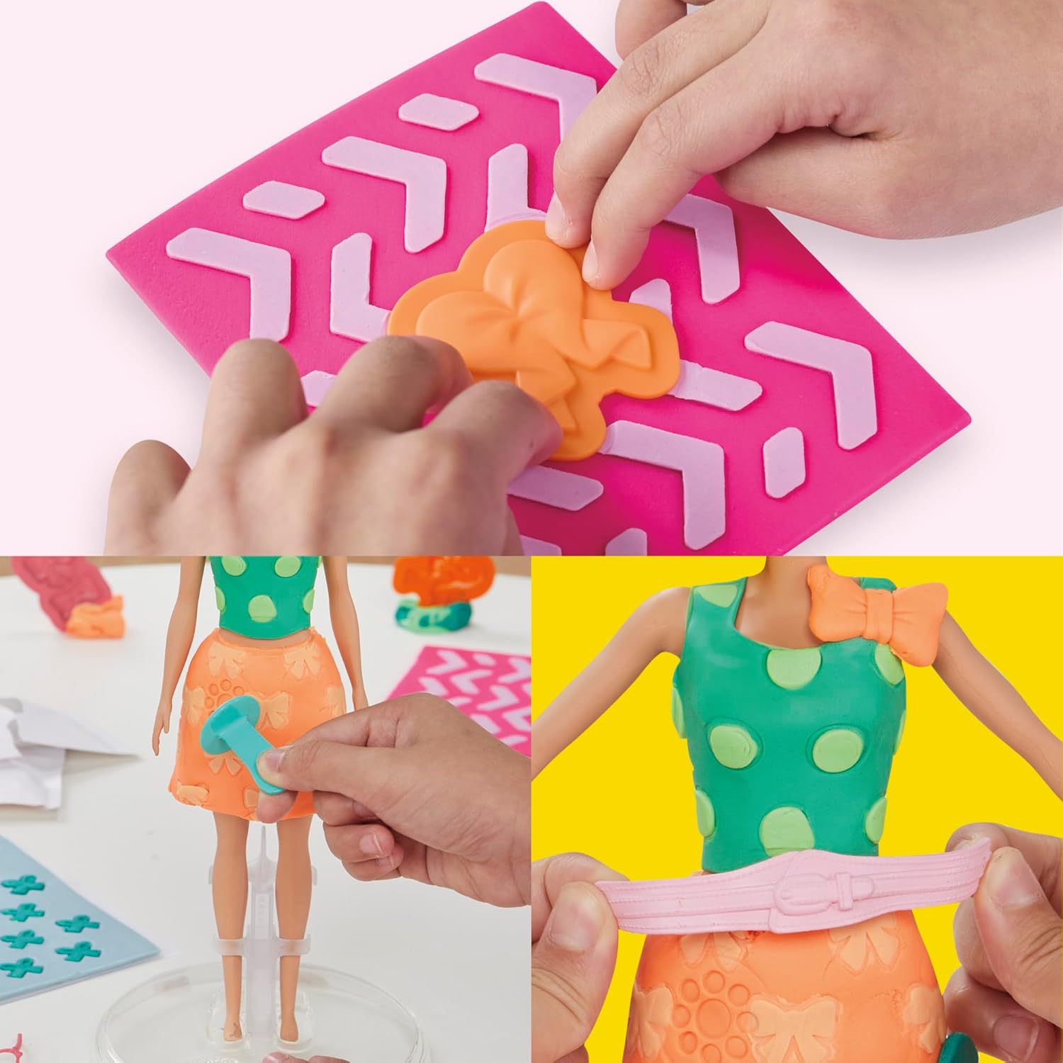 Play-Doh Barbie Pearls and Bows accessory pack by Hasbro featuring colorful play pearls and bow-shaped accessories for kids.