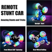 Remote control double-sided stunt car with waterproof design, 360-degree spins, perfect for kids' toys by Generic.