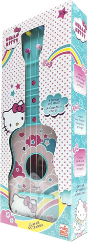 Hello Kitty 4-string toy guitar from Generic, featuring a colorful Hello Kitty design and plastic construction.