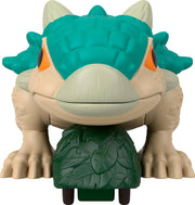 Jurassic World Ankylosaurus toy figure with armored body and tail, detailed dino design, on a neutral background.