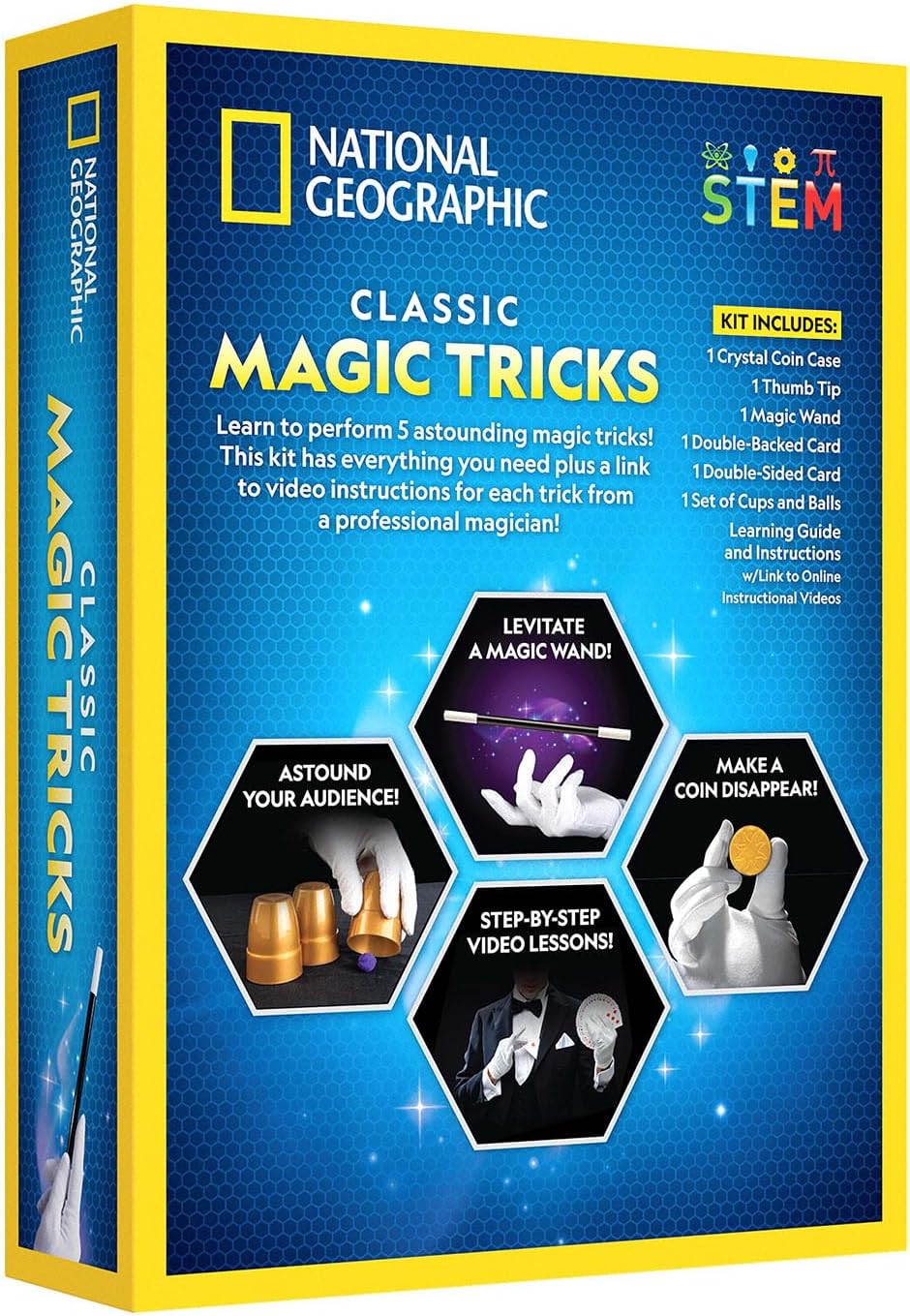 National Geographic Classic Magic Tricks set by Playzokids featuring colorful magic props and accessories for kids' magic tricks.