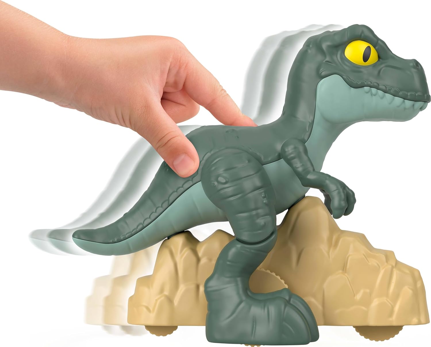 Detailed image of a Jurassic World Tyrannosaurus Rex toy figure, showcasing its realistic features and textured surface.