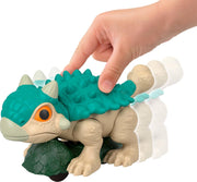 Jurassic World Ankylosaurus toy figure with armored body and tail, detailed dino design, on a neutral background.