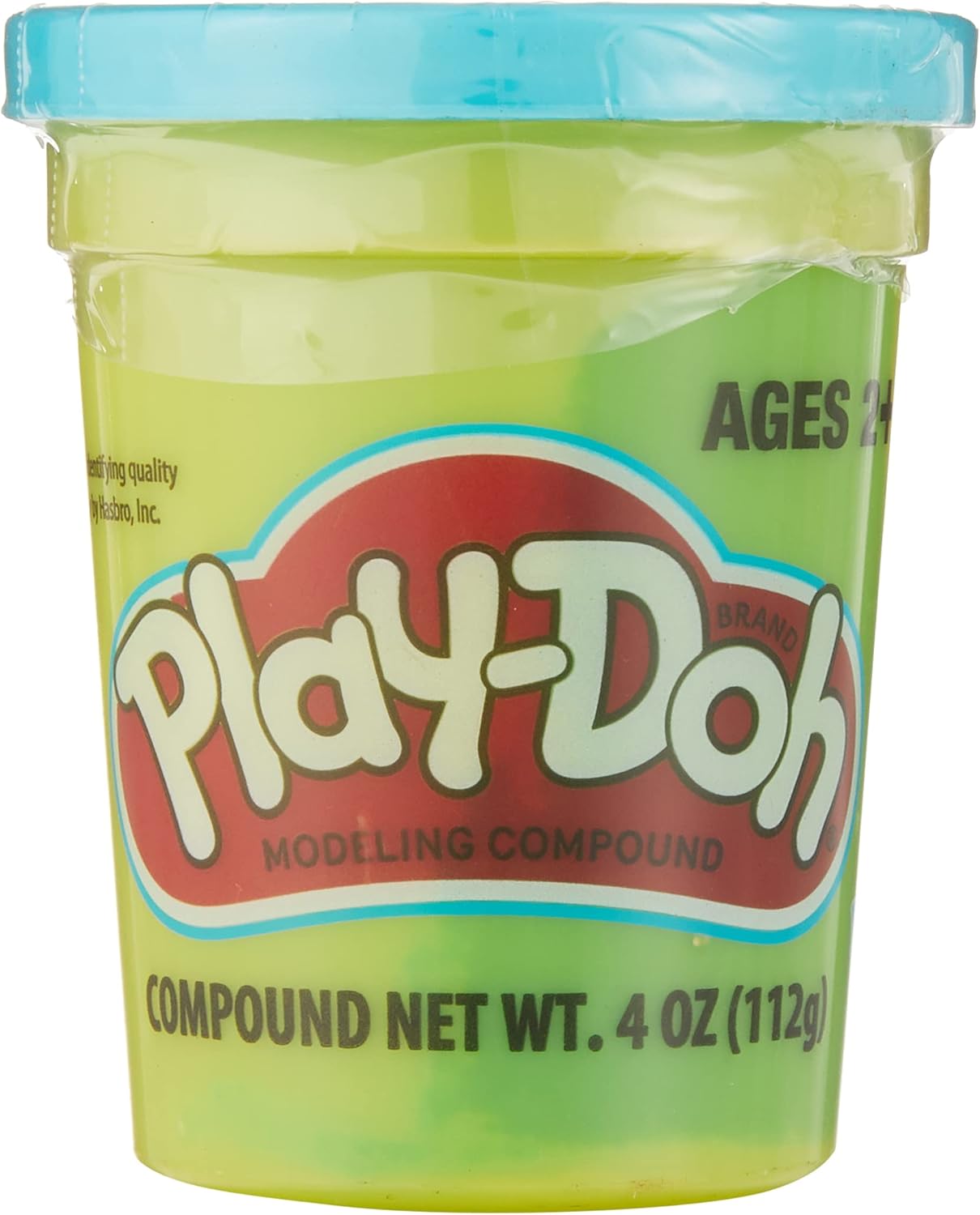 Neon blue Play-Doh single can of 113g from Hasbro, showing vibrant, soft modeling dough in a colorful can.