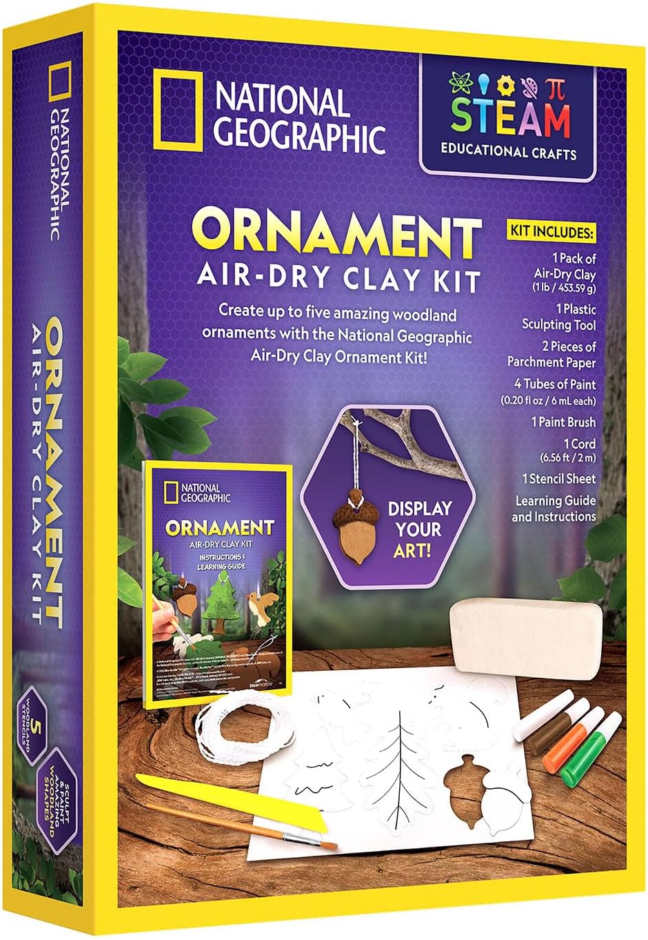 Playzokids National Geographic air-dry clay pottery craft kit with clay, tools, and instructions for creative modeling and sculpture.