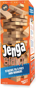 Playzokids Jenga Giant Hardwood Family Stacking Game with large wooden blocks arranged for gameplay on a table.