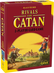 Two players engaged in the Playzokids CATAN UNBOX Now Rivals for Catan board game, suitable for ages 10 and up, with game pieces visible.