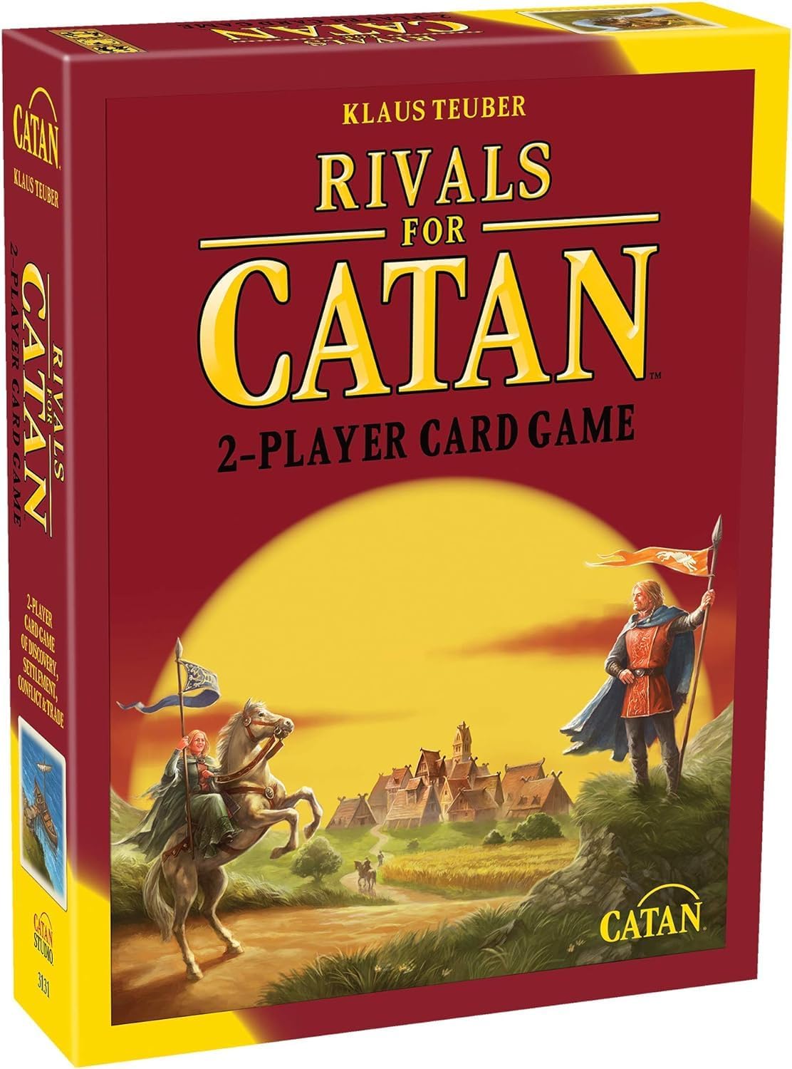 Catan Rivals board game by Playzokids showing game components and colorful artwork for ages 10+ and 2 players.