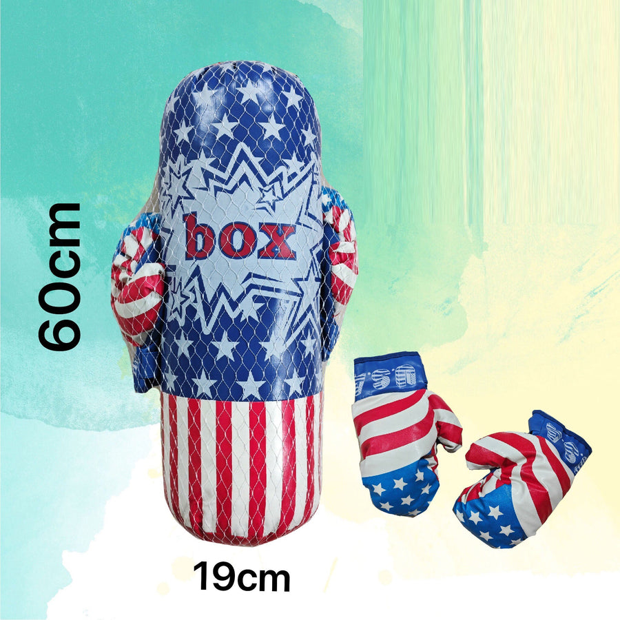 Generic boxing punching bag with matching gloves for kids, durable toy set for active play and boxing practice