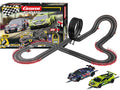 Carrera GO!!! DTM Supercars slot car racing set with colorful race track and detailed DTM-style race cars, ideal for toy racing enthusiasts.